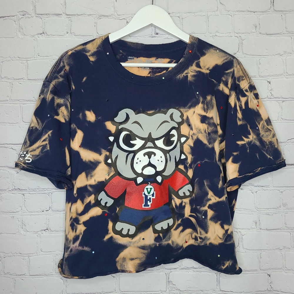Fresno State Bulldogs Crop Top W/Rhinestones